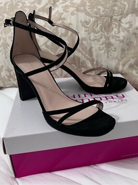Chinese Laundry Black Strappy Block Heel Sandals